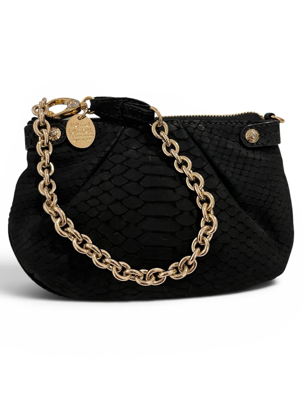 Henri Bendel Black Snakeskin/Python Clutch Wristlet NWOT